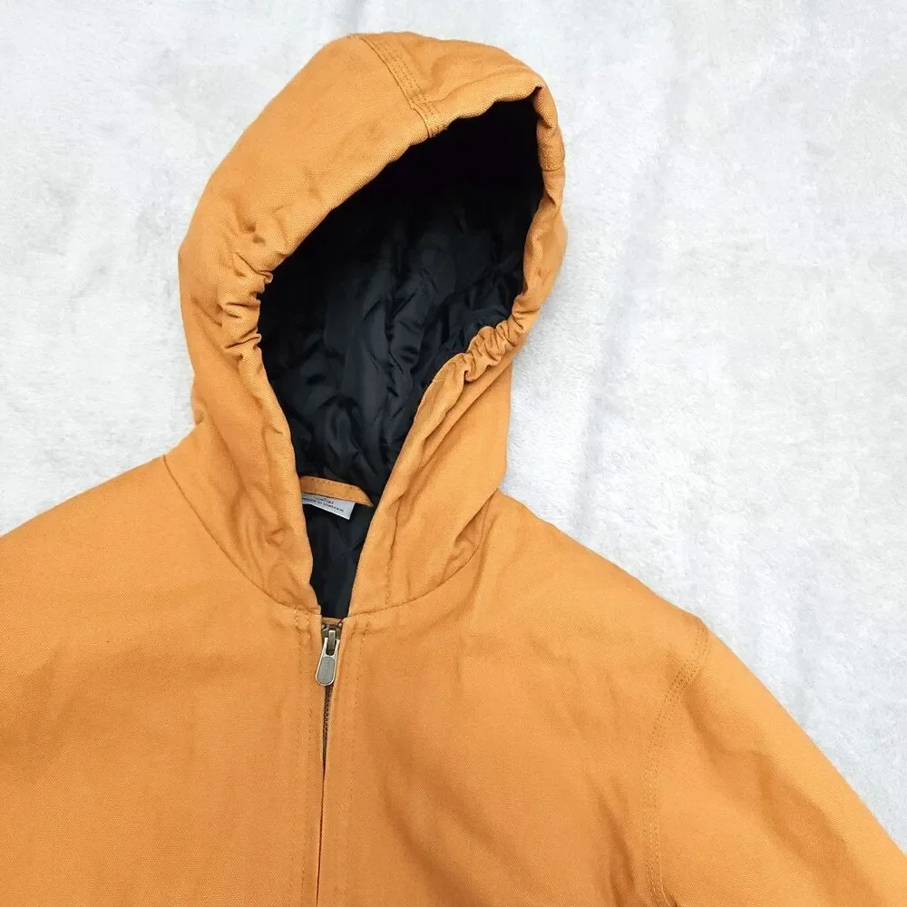 Carhartt Jacket Youth Size Large ( 14-16) Tan Duck Canvas Insulated Quilt Lined